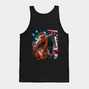 Patriotic Horse American Flag Horseback Riding Western Farm Tank Top